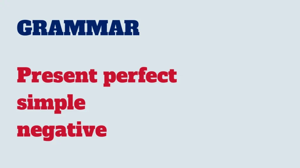 Grammar - Present perfect simple negative